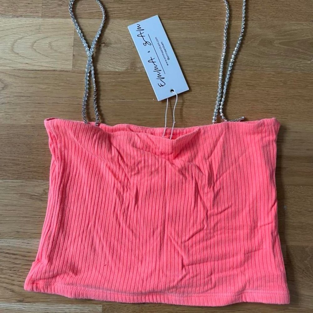 Orange Tube Top with sparkle straps